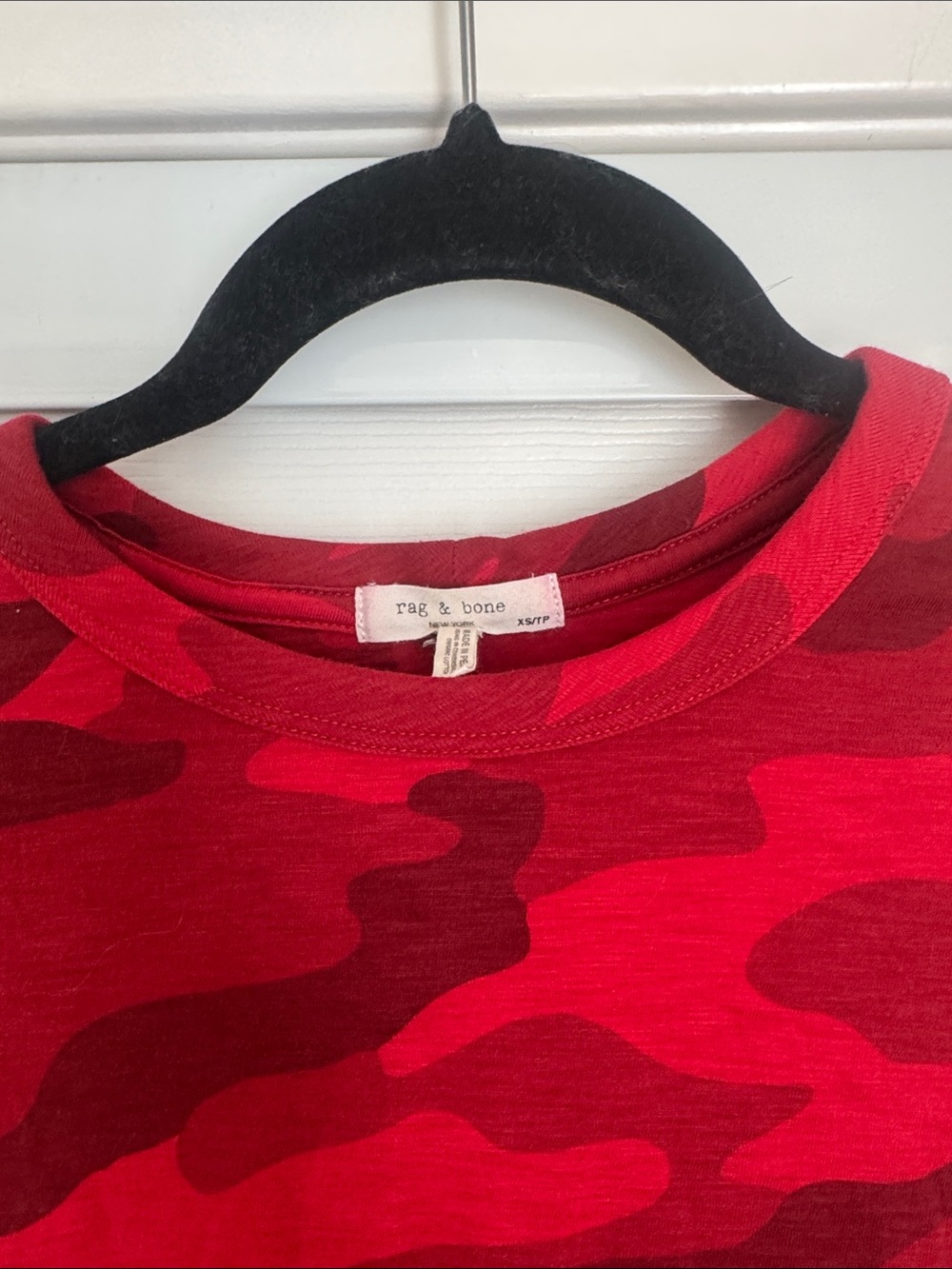 rag & bone womens Red Camo Tee